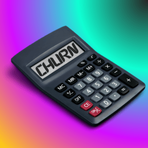 Calculator showing the word CHURN in the display.