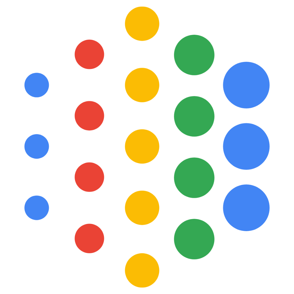 Google AI logo of multi-colored dots that form a hexagon shape